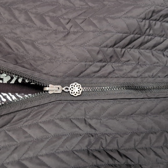 Handmade Quilted Reversible Zip Vest Black White Geometric Pattern Plus Size - Picture 5 of 7